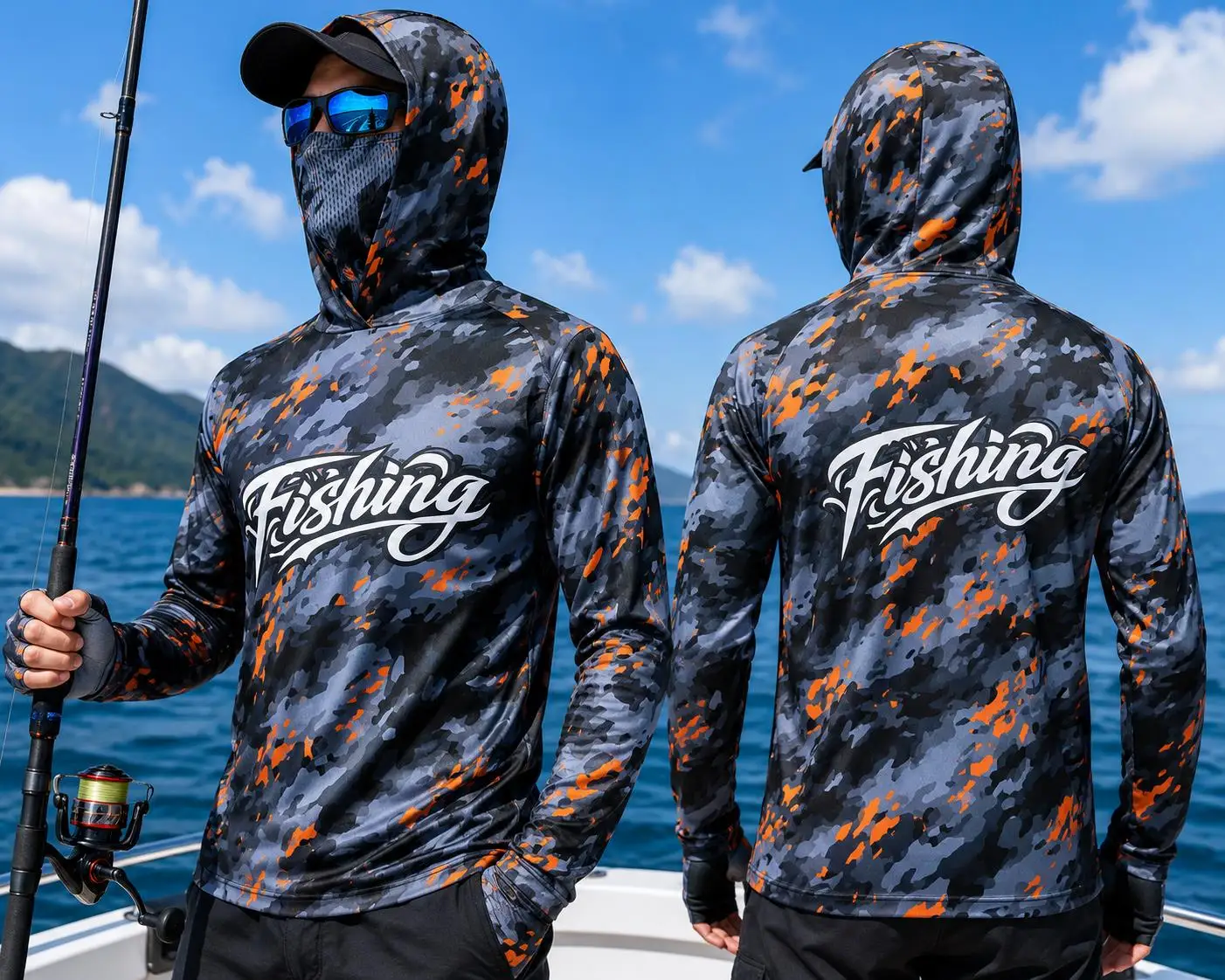 Fishing Shirt Uv Protection - Мужская рыболовная рубашка с капюшоном, защита